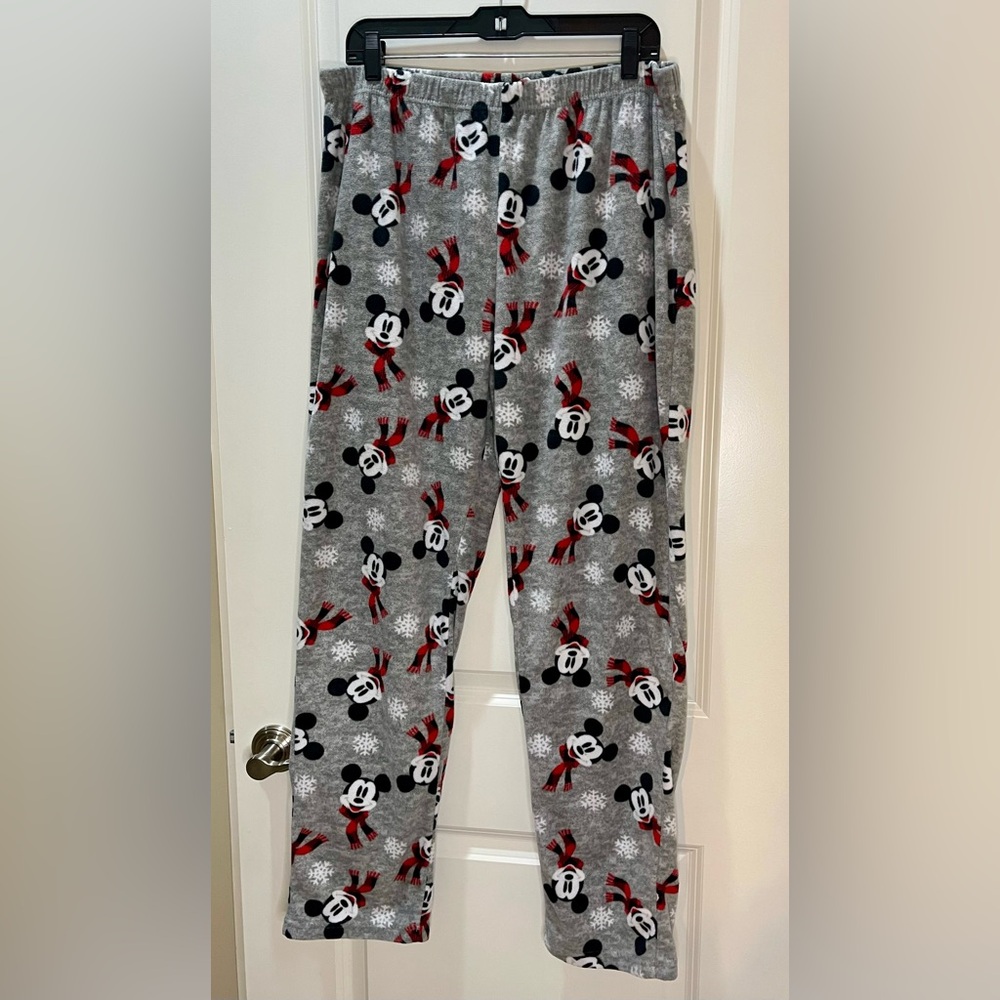 Disney Mickey Mouse Pajama Bottoms Loungewear Soft Fuzzy Holiday Size XL